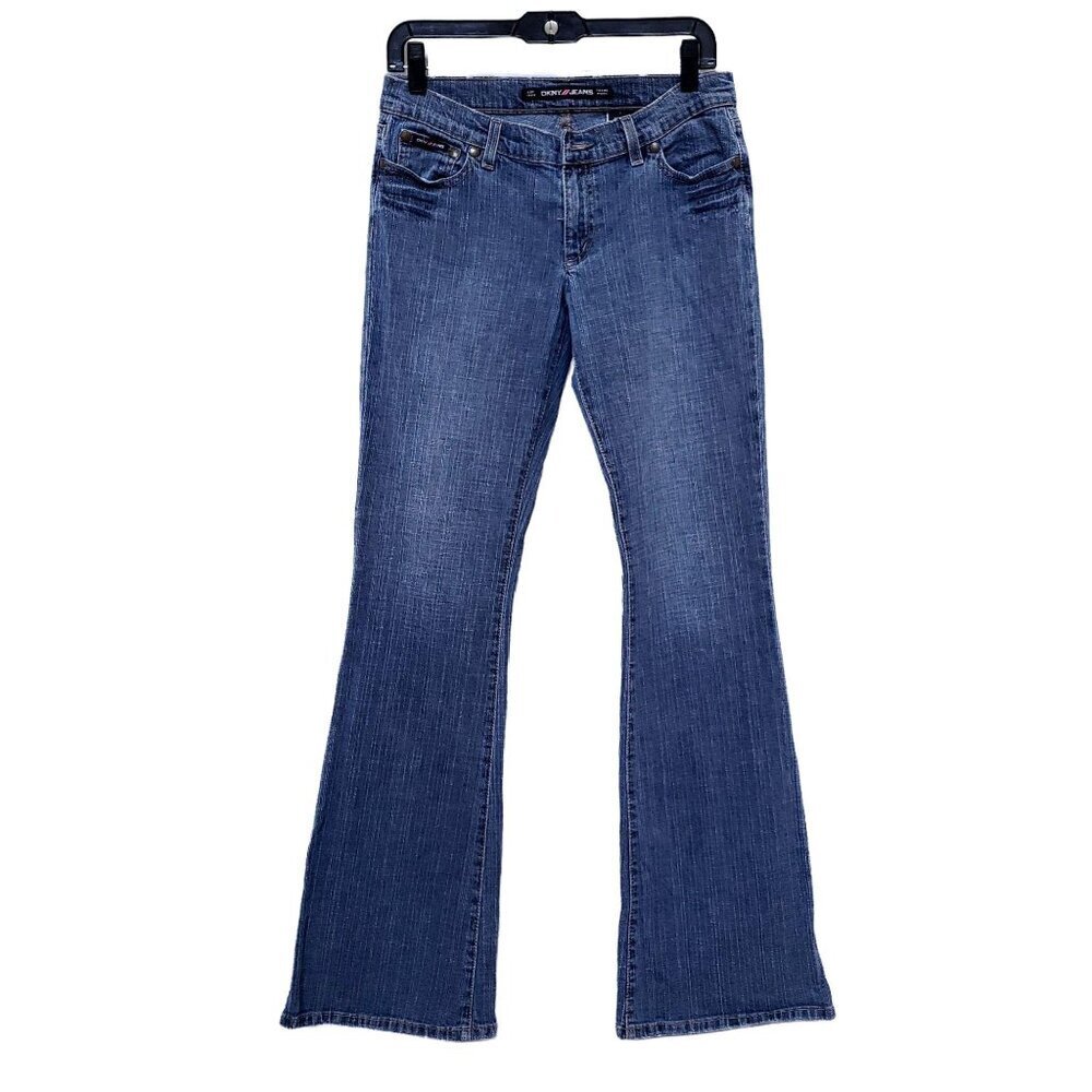 DKNY Jeans Womens Bootcut Denim Pants 9/10 Medium Wash Cotton Blend
